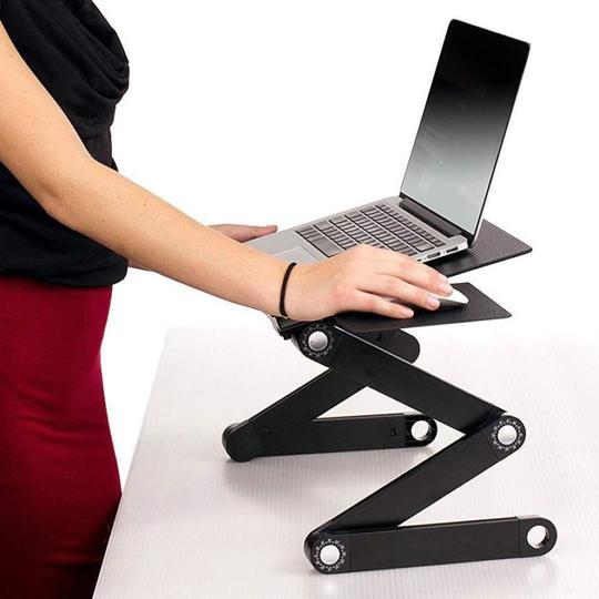 ALUMINIUM ADJUSTABLE ERGONOMIC STANDING DESK - STRONG BUILT, LIGHTWEIGHT, MULTI PURPOSE: BREAKFAST TRAY, BOOK, TABLET, LAPTOP HOLDER