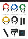 RESISTANCE BAND 11PCS/SET - LATEX RESISTANCE BANDS GYM DOOR ANCHOR ANKLE STRAPS WITH BAG KIT SET YOGA EXERCISE FITNESS BAND RUBBER LOOP TUBE BANDS