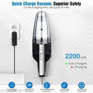 4800pa Strong Power Car Vacuum Cleaner with Handbag | Handheld Cordless Portable Powerful Cyclone Suction Rechargeable Vacuum Cleaner